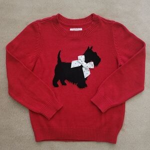 The Children's Place Girl Red Scottie Terrier Dog Sweater Size 4 (XS)